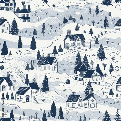 Seamless pattern of winter in christmas day