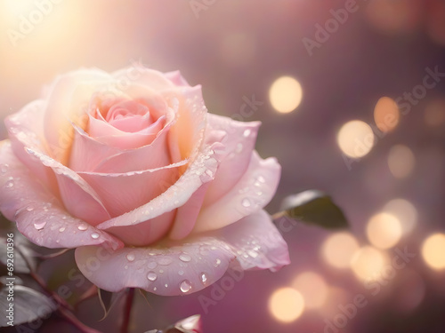 pink rose with water droplets