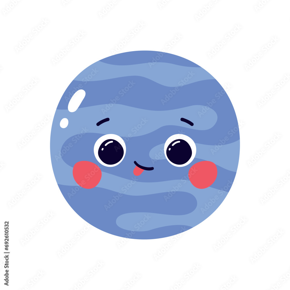 Cute vector illustration character planet neptune isolated on white background Cute vector illustration character planet neptune isolated on white background