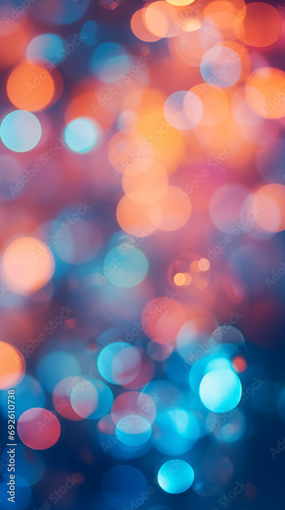 Soft Glow Bokeh Effect with Circular Light Orbs in Reds, Blues & Oranges - Dreamy Photography Backdrop