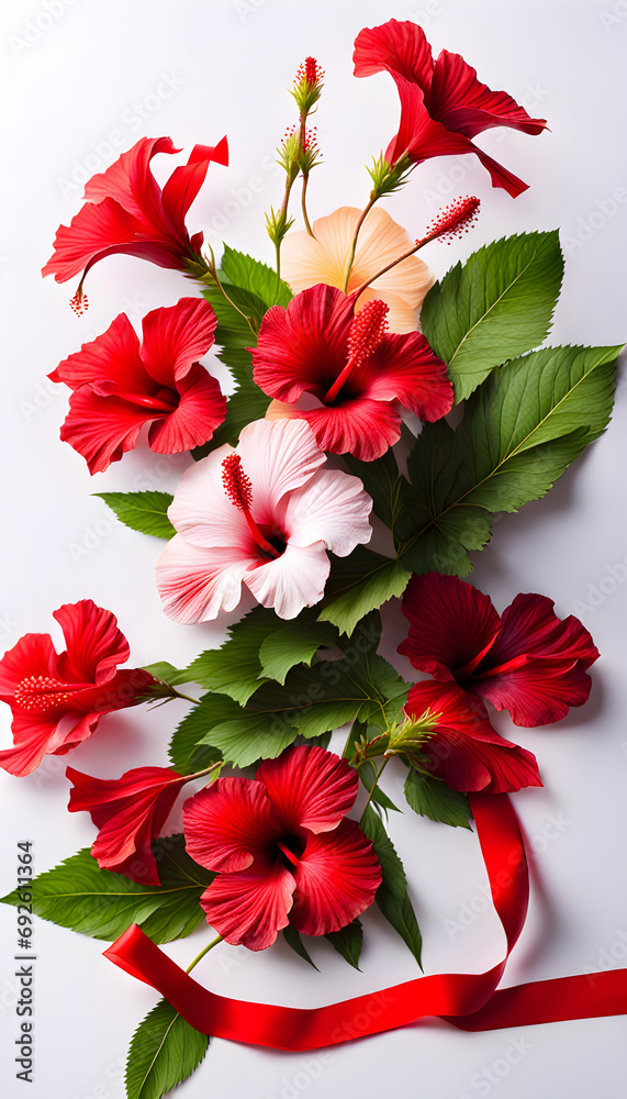 Obraz premium Phone screen shot of hibiscus flowers