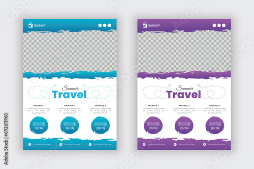 Travel and tourism flyer design for tourism agency, modern promotional travel brochure cover page design layout