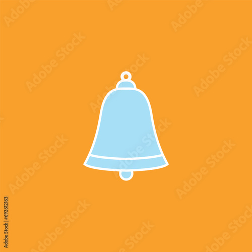 Blue bell with white outline bell Icon on Golden Yellow Background.