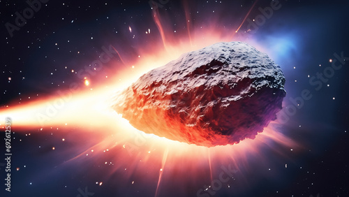 Illustration of a comet and its impact