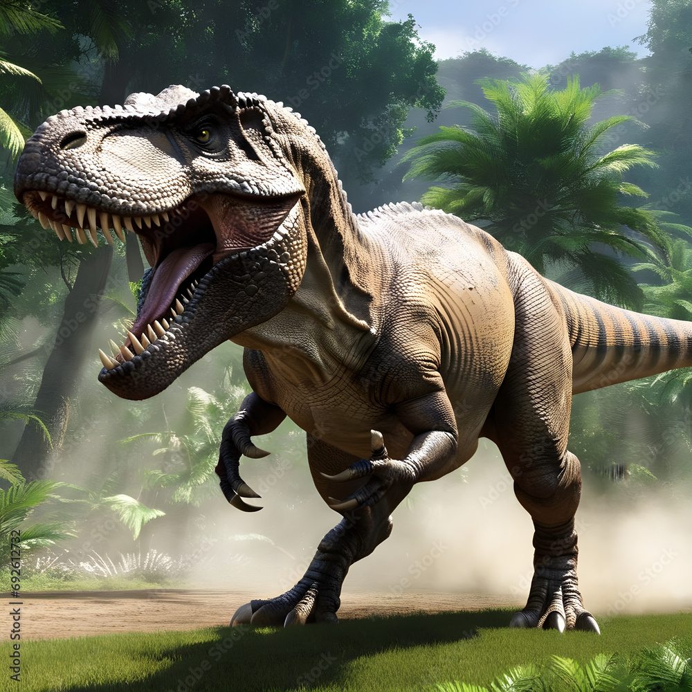 Fototapeta premium tyrannosaurus rex dinosaur. Generated with AI