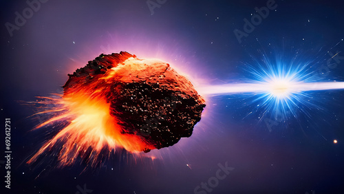 Illustration of a comet and its impact photo