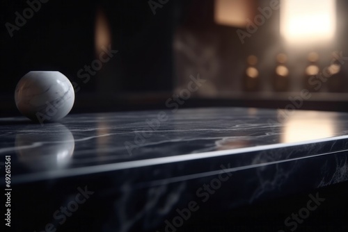 Empty marble table. Grey kitchen stone countertop surface. Generate ai