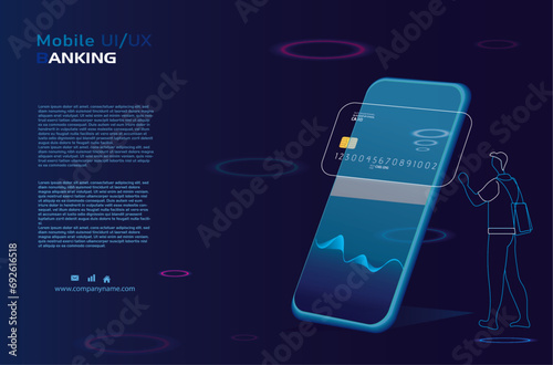 Banking, Mobile wallet app with e-payment credit or debit card, documentation, and receipts on smartphone App. Manage, the storage of money on your Internet wallet, Internet banking. NFC, e-payment.