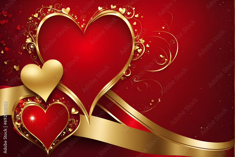 Golden-red abstract background with hearts of different sizes and shades. Romantic Valentine's Day banner with custom text area and visually appealing composition. photo Playground AI platform Golden-red abstract background with hearts of different sizes and shades. Romantic Valentine's Day banner with custom text area and visually appealing composition. photo Playground AI platform