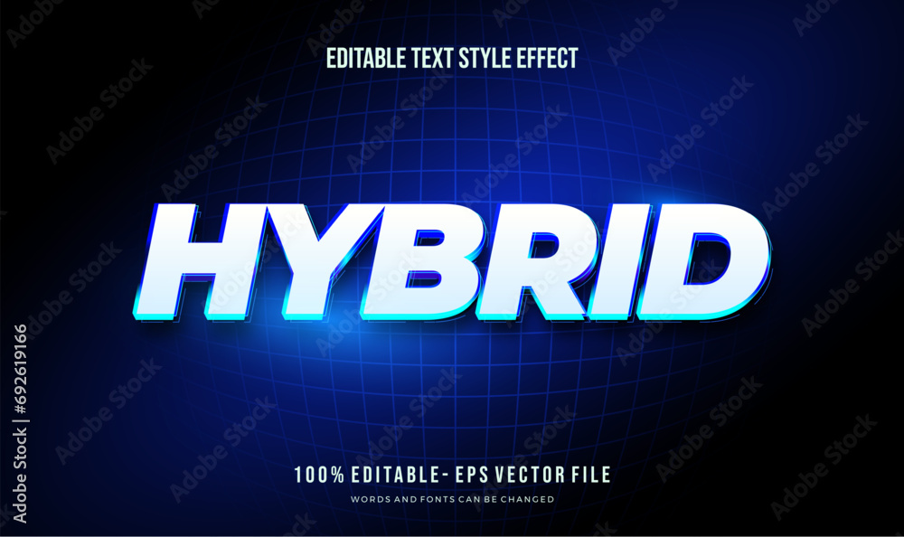 Editable text effect futuristic blue shiny color. Text style effect. Editable fonts vector files