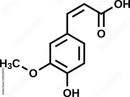 Ferulic acid structural formula, vector illustration
