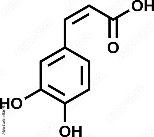 Caffeic acid structural formula, vector illustration  photo