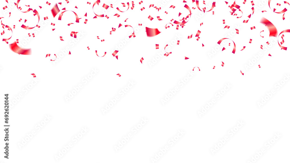 Celebration banner template with red confetti for holiday, party, Valentine's Day - obrazy, fototapety, plakaty 