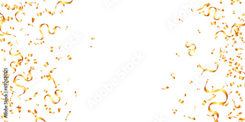 Golden confetti shiny vector illustration. season greeting, anniversary, Christmas and New year