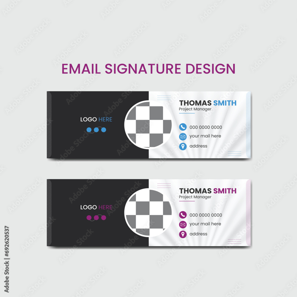 Vector email signature footer and social media banner template. 