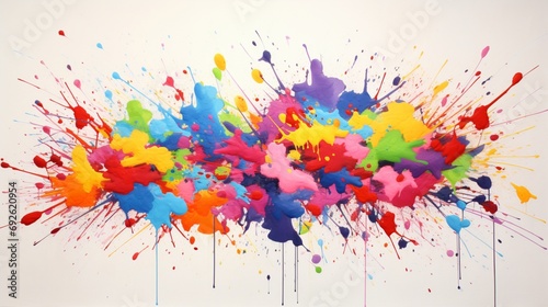 an isolated and colorful blowout on a white canvas  evoking a sense of cheer and playfulness.