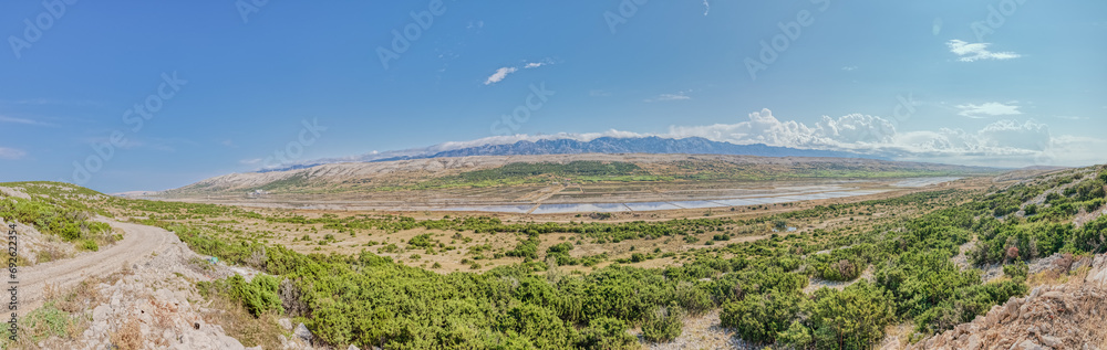 Panoramic View of Salt Pans on Pag Island
