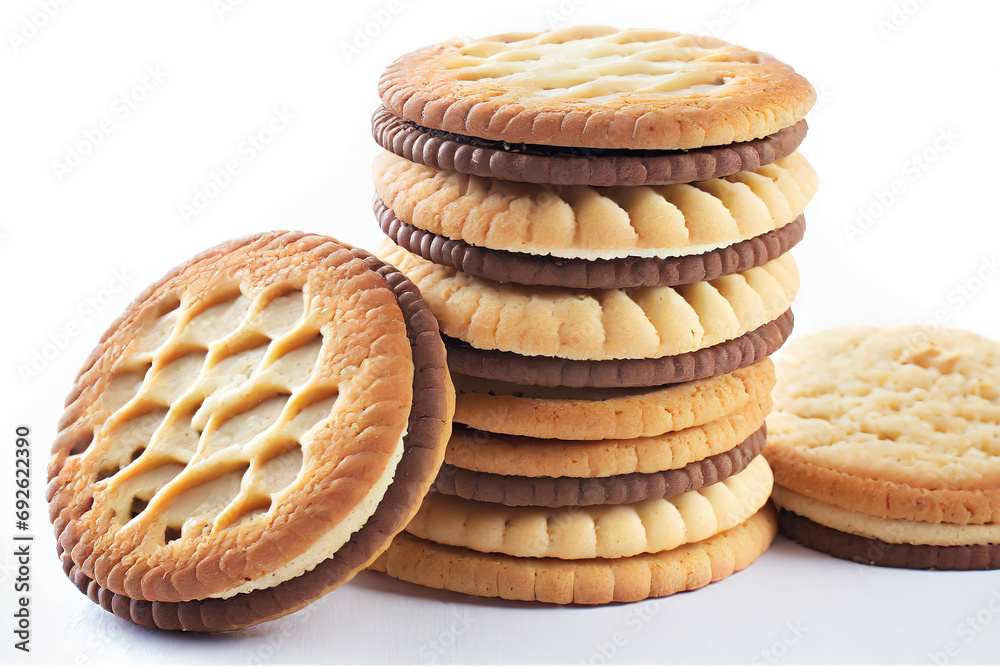 Sandwich cookies with filling isolated on white background Sandwich cookies with filling isolated on white background