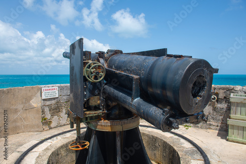 Canon on Fort St. Catherine near St. George's Town in Bermuda. Historic St. George and Fortifications is a World Heritage Site since 2000. 