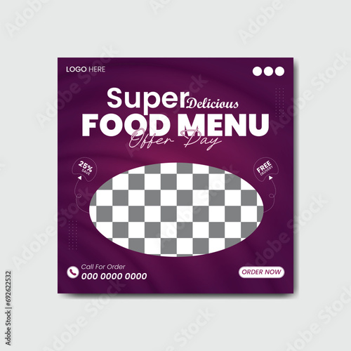 Vector food menu banner for social media template