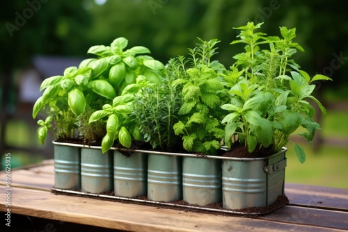 Plant Herb Garden In Upcycled Containers Ultrarealistic