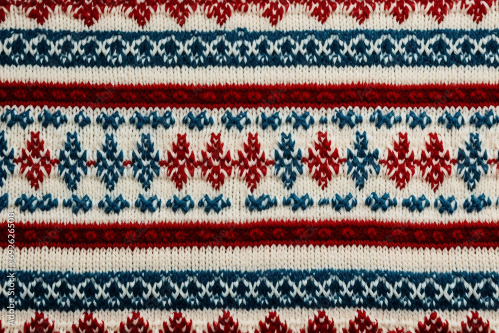 Background made of soft knitwear,with a blue-red pattern, close-up texture of a wool sweater, wallpaper concept, wrapping paper, winter cozy design Background made of soft knitwear,with a blue-red pattern, close-up texture of a wool sweater, wallpaper concept, wrapping paper, winter cozy design