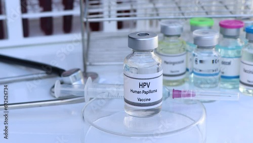 HPV vaccine in a vial, immunization and treatment of infection, scientific experiment