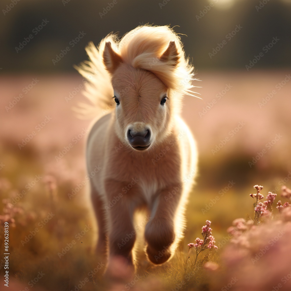 beautiful cute pony on sunset golden hour beautiful cute pony on sunset golden hour