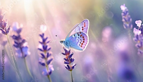 Butterfly in Sea of Flowers, Spring Wallpaper or Background - Space for Copy © Eggy