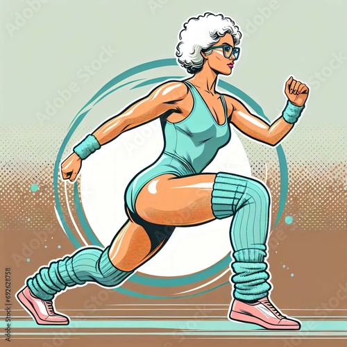 Wallpaper Mural A woman is doing aerobics. Mint swimsuit, leg warmers. Performing an exercise. Torontodigital.ca