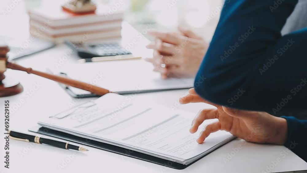 Customer service good cooperation, Consultation between a Businessman and Male lawyer or judge consult having team meeting with client, Law and Legal services concept.