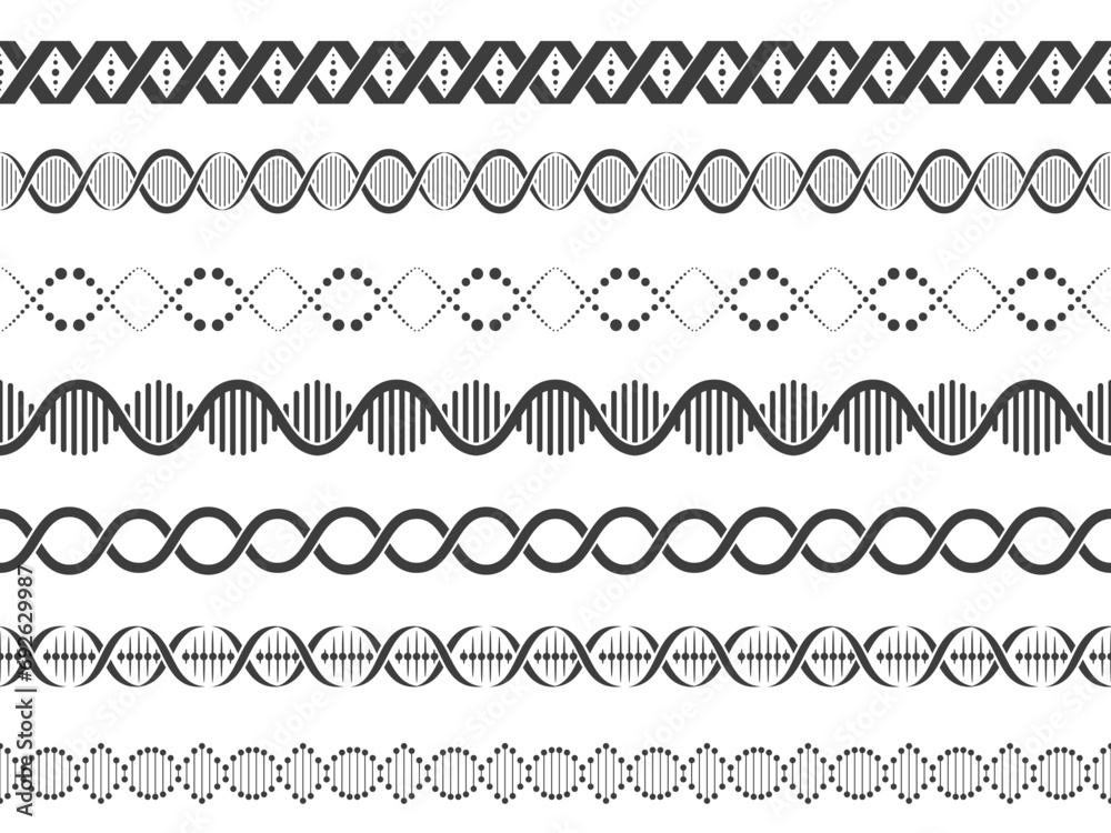Dna spirals seamless pattern. Biochemistry gene sequence model for wallpaper, biology research concept for fabric print. Vector texture Dna spirals seamless pattern. Biochemistry gene sequence model for wallpaper, biology research concept for fabric print. Vector texture