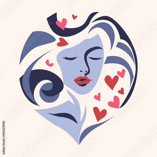 portrait of a woman with a heart.