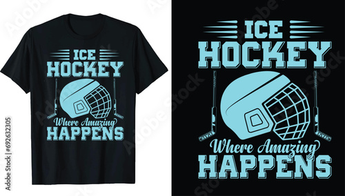 Ice hockey puck and broken stick t-shirt print vector template.Ice hockey t-shirt design Vector, Hockey, typography, vector, graphic, illustration, t-shirt design custom design mockup