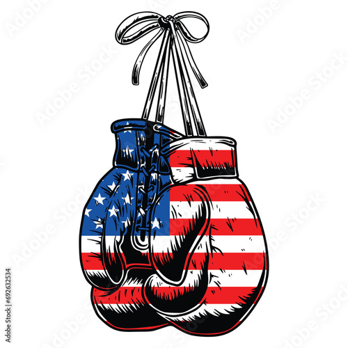 Boxing Gloves With USA Flag Design