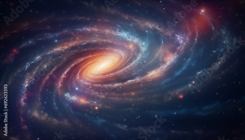 Spiral Galaxy in deep space. Deep space background with spiral galaxy and stars
