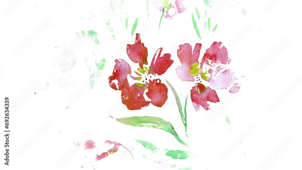 Abstract floral motion background animation in the style of a watercolor painting. Abstract floral motion background animation in the style of a watercolor painting.