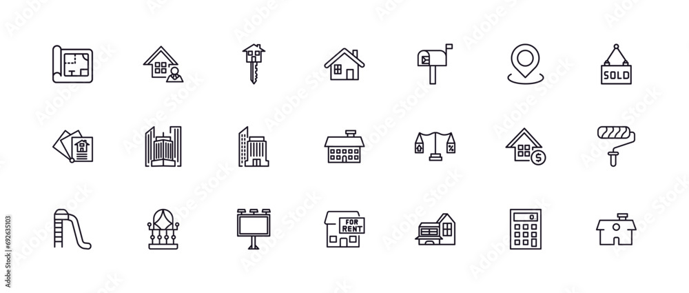 Vecteur Stock outline icons set from real estate industry concept ...