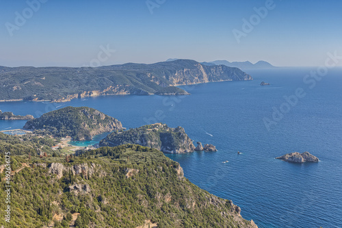 Panoramic Coastline View from Angelokastro, Corfu © Dario Bajurin
