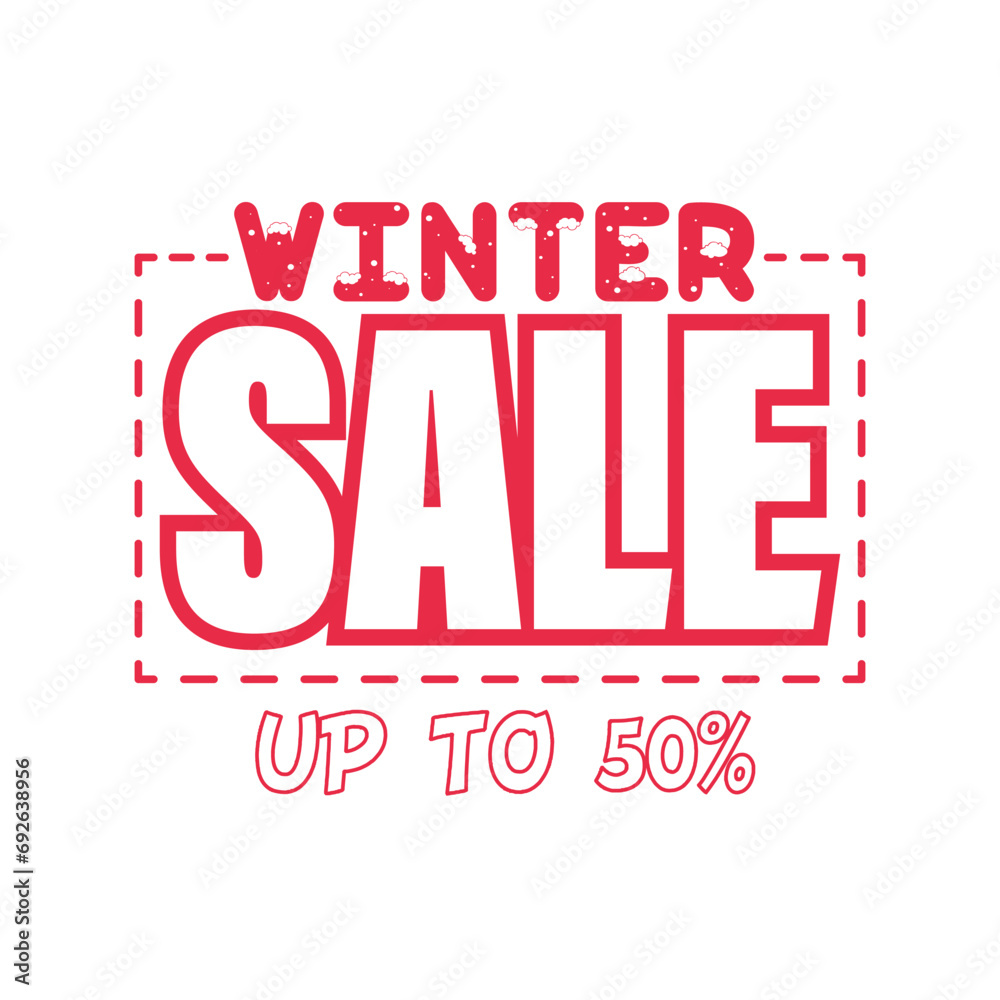 Fototapeta premium Winter sale banner, up to 50 percent
