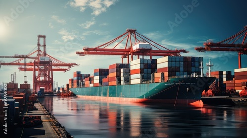 transportation sea ship cargo illustration logistics maritime, import container, trade ping transportation sea ship cargo