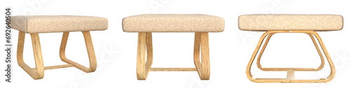 Series of 3D generated foot stool illustrations isolated on a transparent background. Furniture decor image 3 photo
