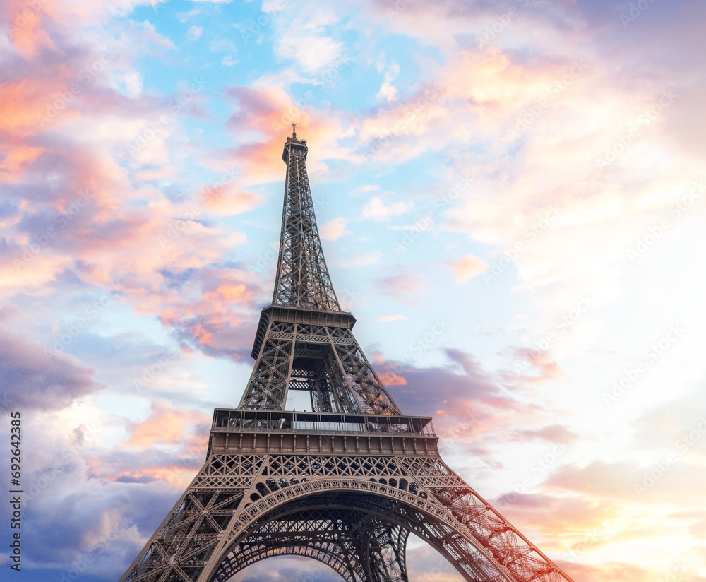 Eiffel tower, Paris. France. Beautiful view of famous Eiffel Tower in Paris, France.