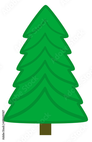 simple flat green christmas tree cartoon illustration