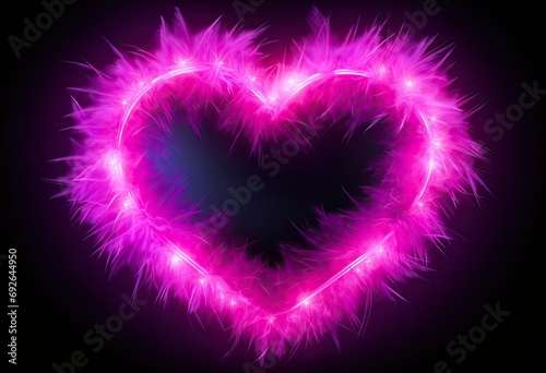 furry heart neon background image Generative AI