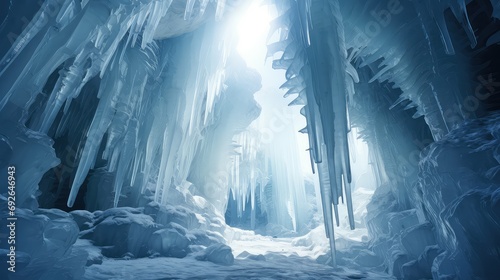 crystal ice cave landscape illustration formation winter, adventure exploration, natural beauty crystal ice cave landscape