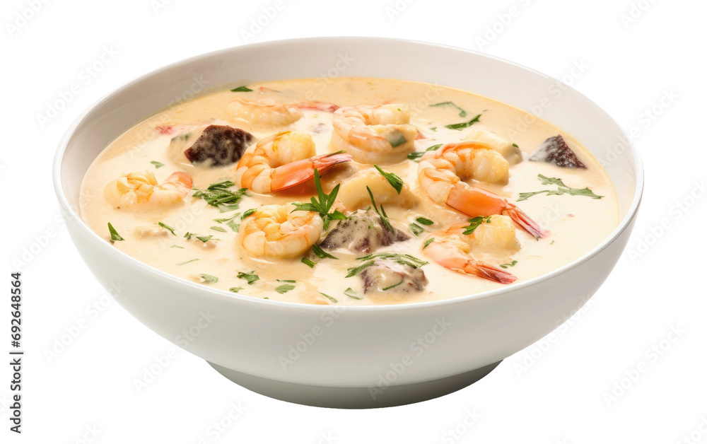 Creamy Seafood Chowder Delight On Transparent Background