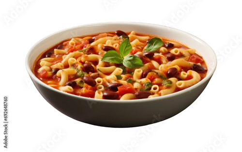 Minestrone Bowl with Pasta and Vegetables On Transparent Background