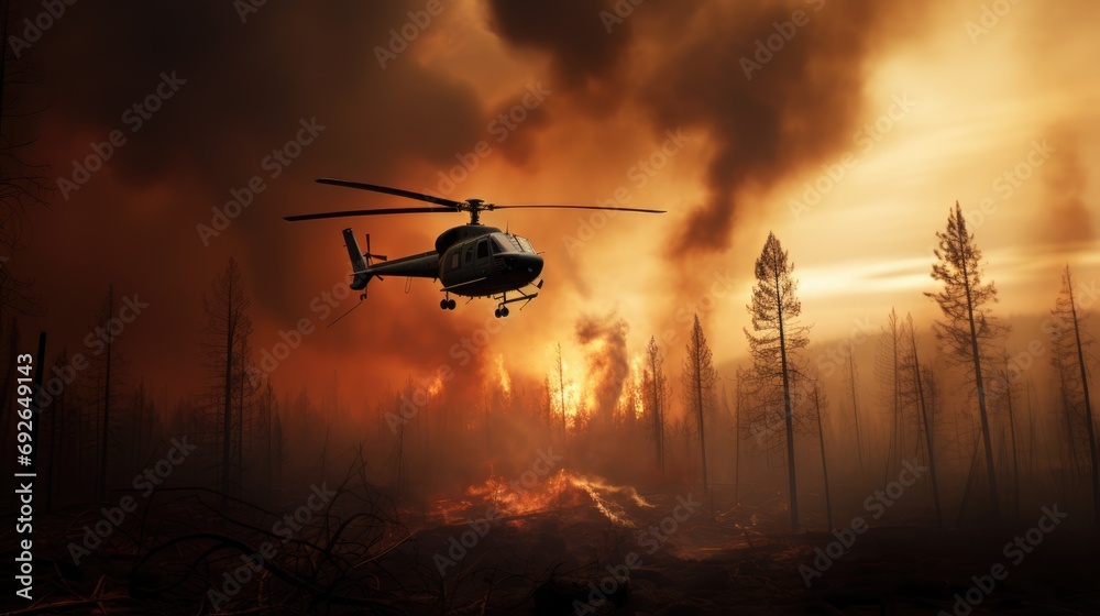 the aerial assault on a mountain wildfire during twilight, with a focus on the expansive landscape the aerial assault on a mountain wildfire during twilight, with a focus on the expansive landscape
