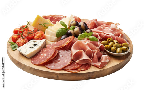 Cured Meats on an Italian Plate On Transparent Background
